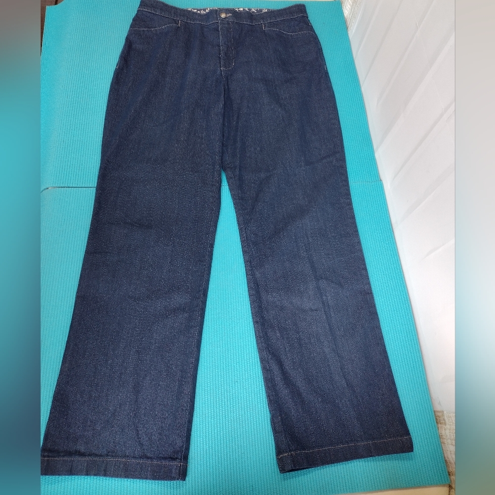 Cappagallo Casuals Womens Straight High Rise Jeans Waistband 18